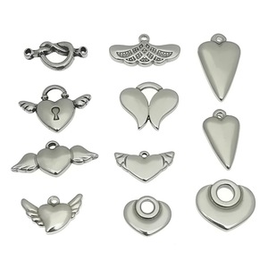 Pendentif en acier inoxydable en forme d'ailes d'ange pour la fabrication de bijoux DIY, accessoires et breloques - Product Image 1