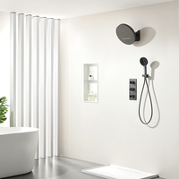 Ensemble de mitigeur de douche thermostatique en laiton pour salle de bain, douche à effet pluie grise