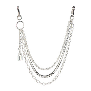 Chaîne de taille en métal à trois couches avec pendentif cadenas, en alliage de zinc argenté, unisexe, pour la mode, les fêtes et le style urbain, décorative - Product Image 5