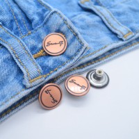 Botón de cobre para Vaqueros, vástago de latón personalizado, Metal lavable ecológico, Al Snap, 100 Uds. Para Vaqueros, chapado en Metal