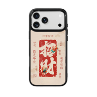 Coque de téléphone AG Feeling Black Edge avec dorure et motif chat 'All Money Back Home' pour iPhone 17, 17 Pro Max, 16 Pro, 15, 15 Pro Max, coque magnétique