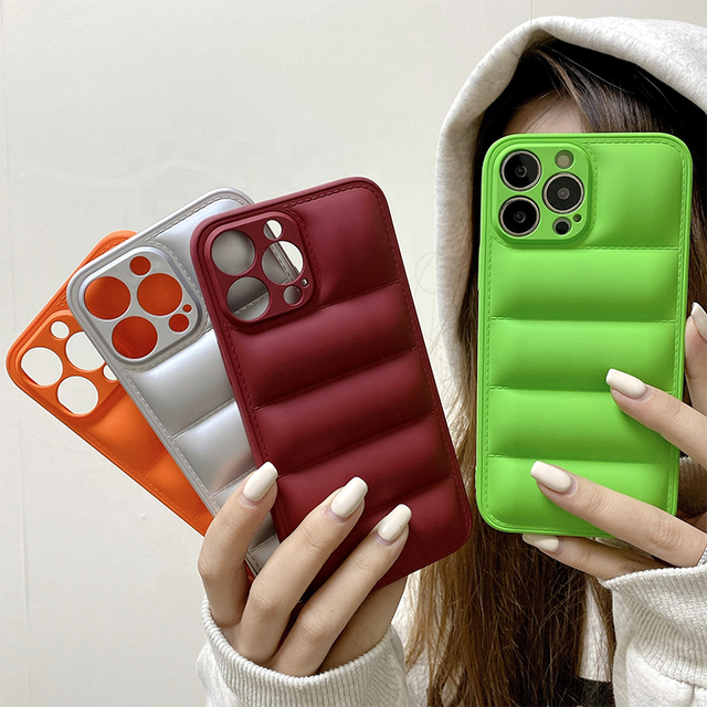 Down Jacket 3d Tpu North Face Cotton Phone Case Cover for Iphone 17 16 15 14 13 12 11 Pro Max Puffer North Phone Case
