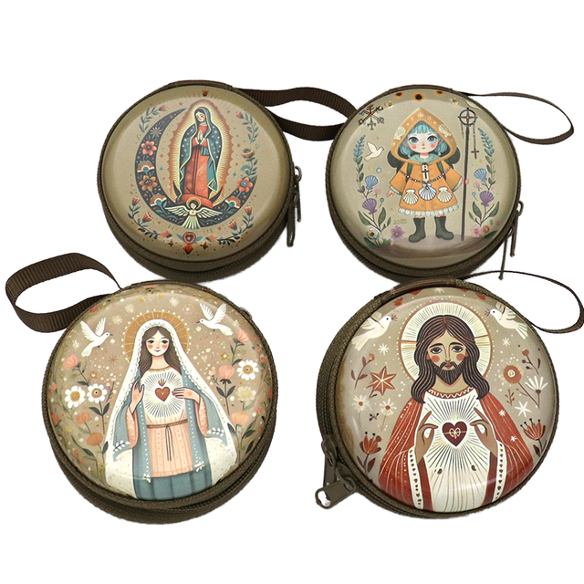 7cm 13 Patterns Christian Orthodox Rosary Pouch Bag Bohemian Style Letterpress Printed Portable
