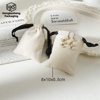 HKSHF Pochette à cordon en coton et lin personnalisée, simple et très vendue, sac d'emballage réutilisable pour bijoux, mini pochette pour cadeau d'anniversaire