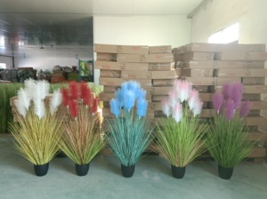 Offre Spéciale Décoration <span class=keywords><strong>Maison</strong></span> : Herbe d'Oignon Artificielle en Pot, Herbe de Roseau Artificielle Résistante aux UV et Ignifuge, Plantes Artificielles - Product Image 5