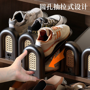 Happy Thoughts Foldable Shoe Rack Rectangle PP Minimalist <b>Standing</b> Type Sneakers <b>Boots</b> High Heels Adjustable Shelves Space - Product Image 4