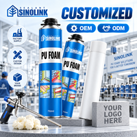 Mousse polyuréthane expansive SINOLINK OEM 750 ml, type pistolet, type paille, pour la construction et l'emballage