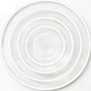 Vajilla Transparente de Lujo de Calidad Superior con Borde de Cuentas Doradas, Portátil, Reutilizable, Resistente al Calor, Apta para Lavavajillas, Plato de Vidrio - Product Image 6
