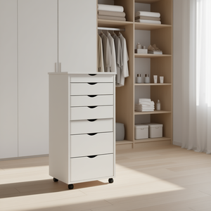 Carrito de Almacenamiento Blanco con Cajones, Tipo Rodante, Diseño Minimalista, Organizador para Sala de Estar, Cinco Niveles o Más - Product Image 2