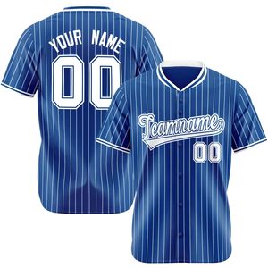 Maillot de baseball personnalisé à rayures, unisexe, pour adulte, avec nom et numéro brodés, col respirant - Product Image 1