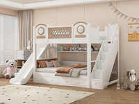 Lit mezzanine moderne en bois massif, taille double, avec escalier de rangement, adapté aux enfants, pour chambres, hôtels, écoles, hôpitaux