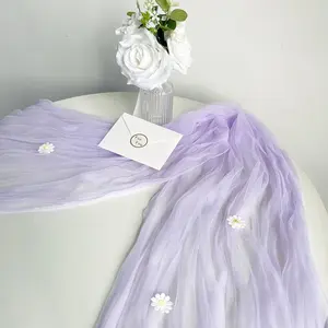 New Design Table Runner Tulle Cheesecloth Table Runner Gauze Semi-Sheer Organza Purple Table Runner
