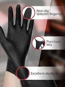Gants en nitrile jetables imperméables de qualité supérieure, sans poudre, sans <span class=keywords><strong>latex</strong></span>, de couleur noire, pour la cuisine, 4 mils d'épaisseur - Product Image 3