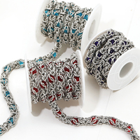 Chaînes en acier inoxydable imperméables, épaisses, avec perles de cristal à l'intérieur, style « keel dragon snake bone », pour la fabrication de bijoux et accessoires.