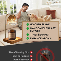 Lámpara Calentadora de Cera Eléctrica Retro con Control Remoto, Base de Mármol de Cristal, Lámpara de Vela sin Llama Regulable, Regalo de Navidad o Cumpleaños