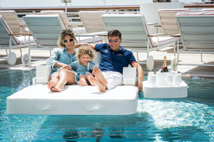 Bandeja de cuero Barra de espuma para Eva flotante con soporte de vidrio y cubo Mesa de barra flotante impermeable para bandeja flotante de comida de piscina - Product Image 4