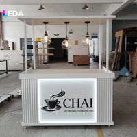 LEDA Chariot à Matcha Lumineux LED Blanc pour Fêtes, Chariot à Gâteaux Personnalisé, Bar Mobile à Boissons, Chariot à Bonbons pour Mariages, Événements, Magasins et Centres Commerciaux