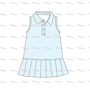 Verano Atlético Polo cuello algodón niños niñas pequeñas vestidos plisados sin mangas bebé niñas vestidos - Product Image 4