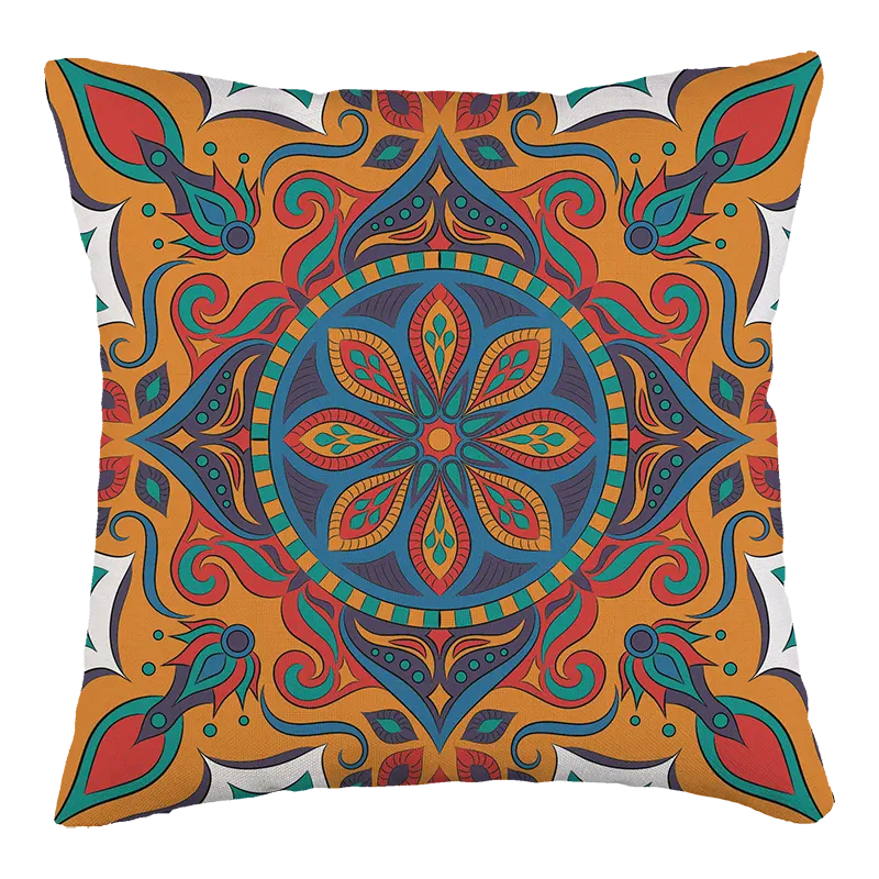明るくカラフルなインドの自由奔放に生きるマンダラクッションカバー装飾的なタペストリー枕ケース新築祝いのタペストリーラグスロー枕カバー