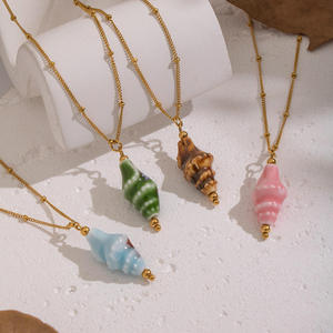 Collier pendentif de mode pour femme, bijoux fins, ensemble de colliers en acier inoxydable, bijouterie en résine - Product Image 2