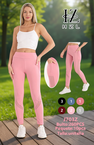 Leggings da yoga Hzl a vita alta, in spandex e nylon, elasticizzati in quattro direzioni, tinta unita, per donna, abbigliamento fitness. - Product Image 2