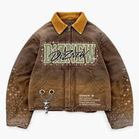 Veste homme DiZNEW High Street avec logo gothique imprimé, en toile épaisse délavée, style Darkwear, fabrication OEM