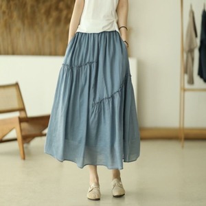 Nouvelle collection été 2026, vente en gros : Jupe midi en coton et <span class=keywords><strong>lin</strong></span> à ourlet asymétrique, style Mori Girl <span class=keywords><strong>japonais</strong></span>, élégante, double couche, coupe trapèze évasée, style féerique - Product Image 1