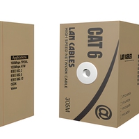 Suministro de Fábrica 	 Cable Ethernet Cat6 de Cobre Puro 24AWG 4 Pares 305m en Caja, Cable LAN Gigabit para Redes Domésticas y de Oficina