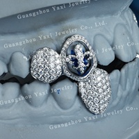 Grillz Hip Hop personnalisé à face ouverte, sertissage pavé 4x4, en argent S925, or massif 10k 14k 18k, unisexe, pour dents, avec moissanite, compatible avec les autres fabricants