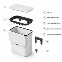 Vente en gros : Poubelle de cuisine suspendue avec couvercle à double ouverture pour porte d'armoire, personnalisable avec votre logo, OEM ODM, poubelle murale