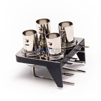 Connecteur BNC femelle angulaire 1*4 pour montage sur circuit imprimé, accessoires de câble coaxial RF pour vidéosurveillance, connecteur BNC 7 ohms