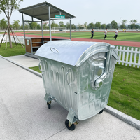 Conteneur à déchets métallique empilable de 1100 L en acier galvanisé à chaud sur roues pour espaces publics extérieurs