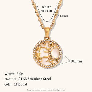 Colgante de Acero Inoxidable Electrochapado con Diseño de Sol, Luna, Estrella y Concha de Bambú, Estilo Europeo Americano, Moderno, Personalizado y Sencillo - Product Image 6