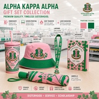 Parapluie Imperméable Personnalisé OEM avec Logo Rose et Vert, Lettres Grecques 1908, Souvenir de Sororité Universitaire