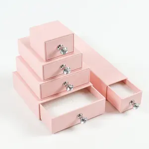 Customization Logo Pink Jewelry Drawer Packaging Luxury Branded Recycled Gift Box Customize Printing Necklace Jewelry Paper Box