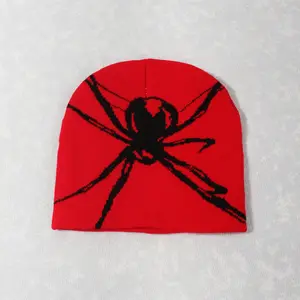 Alta calidad Unisex moda Color bloque patrones cálido tejido Beanie Spider Web Jacquard Otoño Invierno al aire libre gorras para hombres