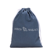Kantong Penyimpanan Tali Serut Kanvas Katun Biru Slate 8oz Ramah Lingkungan untuk Kemasan Hadiah Aksesoris Fashion Kulit