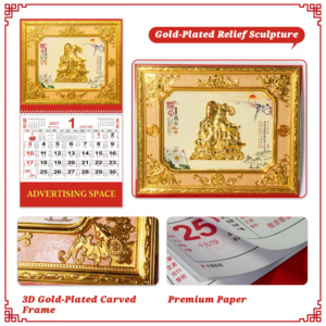 Calendario Personalizzato del Capodanno Lunare dell'Anno della Pecora, Calendario Cinese in Finto Oro per Regali - Product Image 3