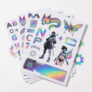 Hojas Holográficas Autoadhesivas Resistentes a los Rayos UV y al Agua, Etiqueta de PVC Transparente con Diseño de Anime, Adhesivos con Logotipo Personalizado Troquelados - Product Image 3