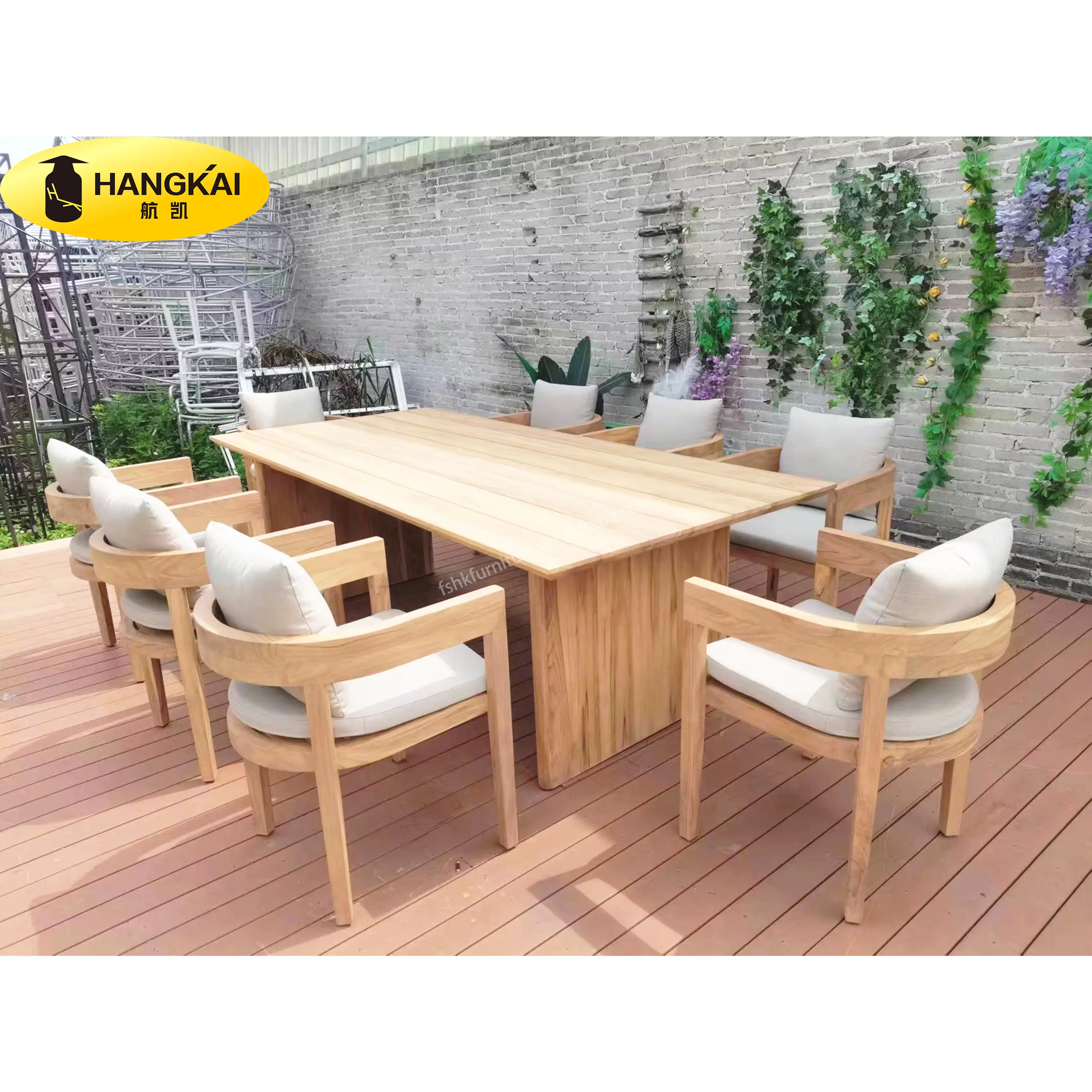 Fabriek Hot Selling Eigentijdse Outdoor Teak Tafel Villa Hotel Set Van Tuinmeubelen Gemaakt Van Teak Hout Tuinmeubelen