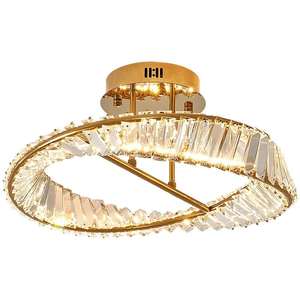 Decoración del hogar lujo redondo moderno círculo techo luces de cristal anillo candelabro lámpara Accesorios - Product Image 6