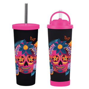 Nouvelle bouteille d'eau et ensemble de gobelets de grande capacité de style mexicain créatif, motif de crâne de dessin animé mignon, rock and roll, Halloween, Pâques - Product Image 3