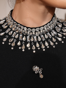 Tuta Elegante da Donna con Strass, Maniche Lunghe, Gamba a Zampa, Nera, Resistente e Sexy - Product Image 6