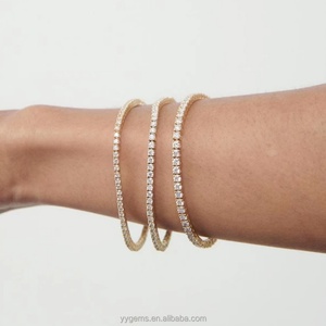 Bracelet en argent sterling S925 pour femme, petit modèle 2 mm 3 mm, chaîne tennis en diamant GRA Moissanite, prêt à être expédié, cadeau - Product Image 1