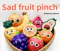 PU Slow Rising Fruit Squishy Speelgoed Schattig Huilend Gezicht Stress Verlichtend Fidget Speelgoed Meisjes Jongens Diverse Stijlen OEM Bulk