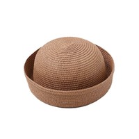 Nouveau Chapeau de paille d'été 2026 à bord relevé pour femme, style japonais et coréen, bob à bord rabattable, béret frais à calotte ronde, chapeau pillbox