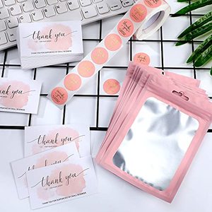 Wholesale Pink Thank You Gold Foil Card <b>Sticker</b> Set Resealable Bag Custom <b>Logo</b> Small Business Packaging Supply Bulk - Product Image 5