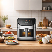 Nouvelle Friteuse à Air Chaud à Convection 8L en Acier Inoxydable avec Contrôle Tactile, Four Électrique Visuel Multifonctionnel Intelligent pour la Maison 110V/220V