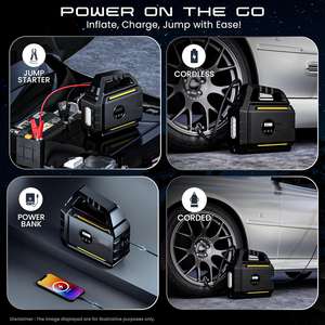 HF5501 пусковое устройство с накачивающим устройством для шин, портативный ЖК-дисплей, воздушный компрессор, автомобильный накачитель с подсветкой - Product Image 6