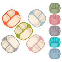 Plaque d'aspiration en silicone de qualité alimentaire sans BPA avec conception de dessin animé assiette pour bébé divisée pour l'alimentation des tout-petits